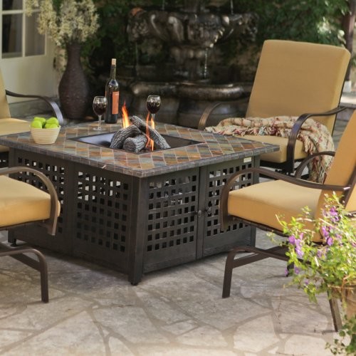 Uniflame Propane Gas Fire Pit with Handcrafted Tile