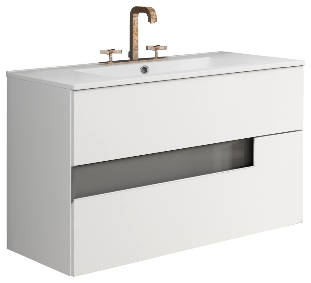 Vision 2 Drawer Vanity with Ceramic Sink Modern Bathroom Vanities