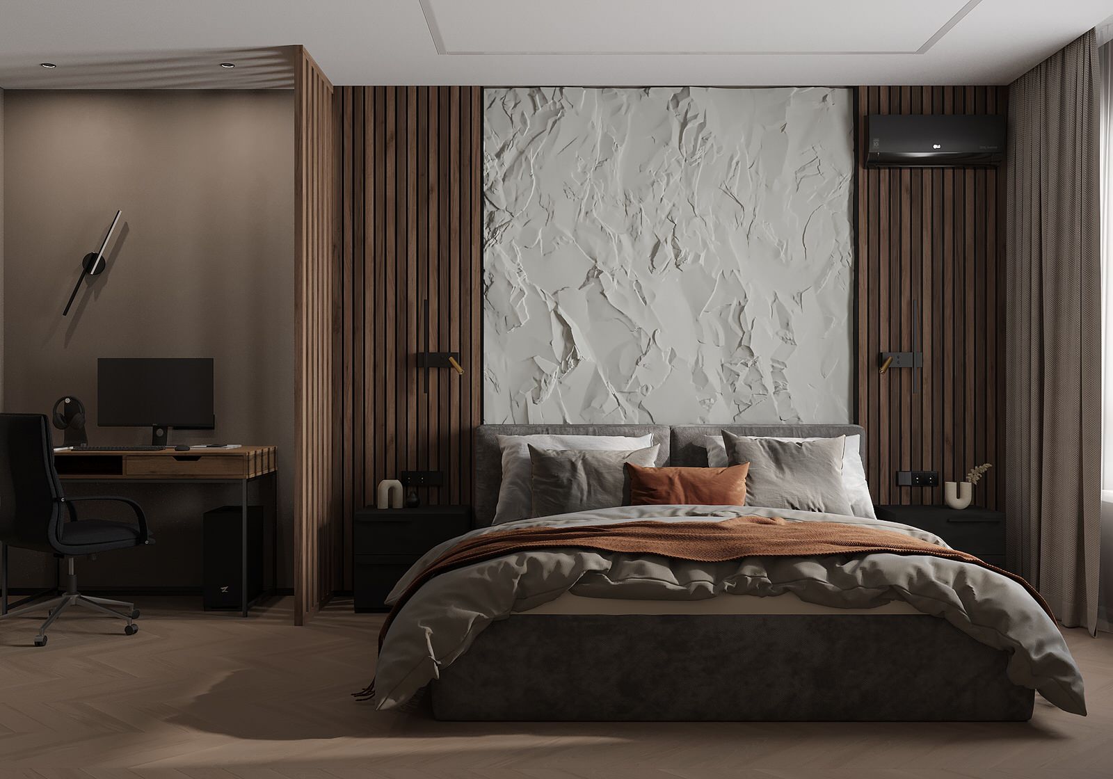 Евродвушка для молодой пары в темных оттенках