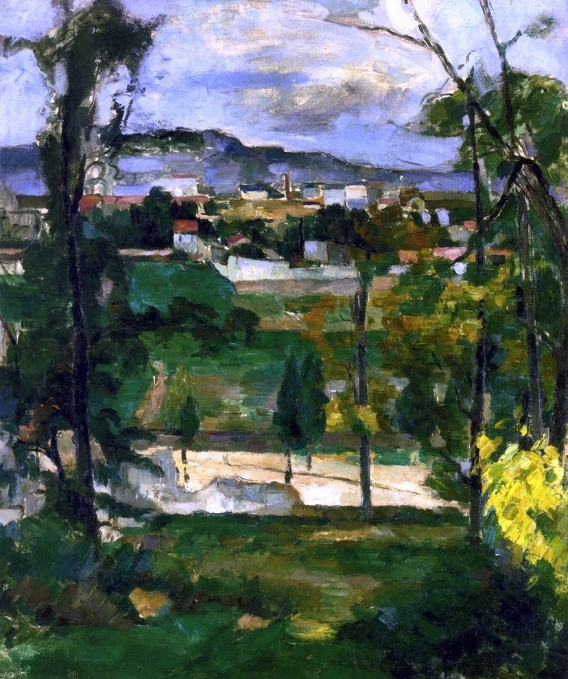 Paul Cezanne Village behind Trees, Ile de France Print