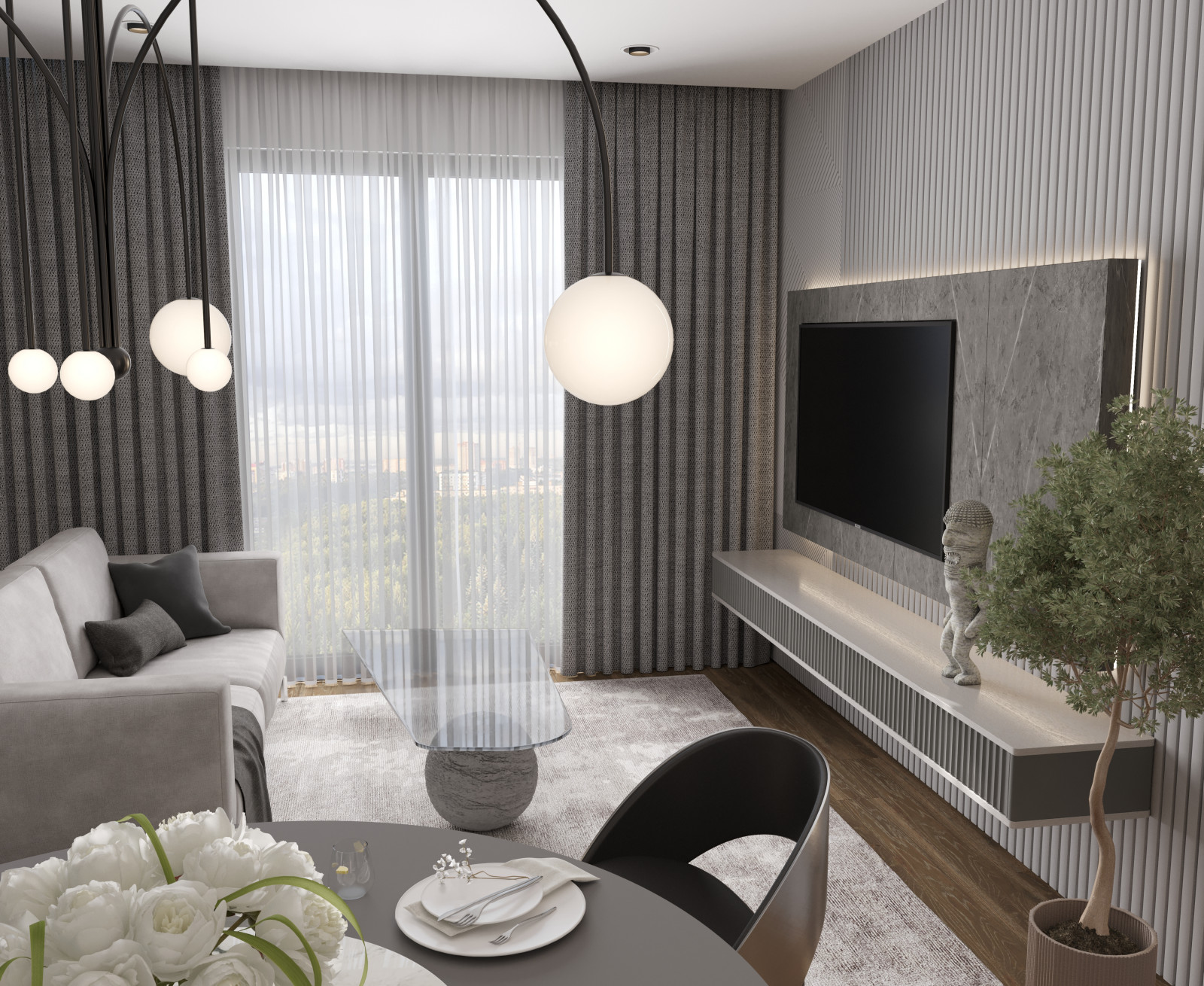 Кухня + Гостиная