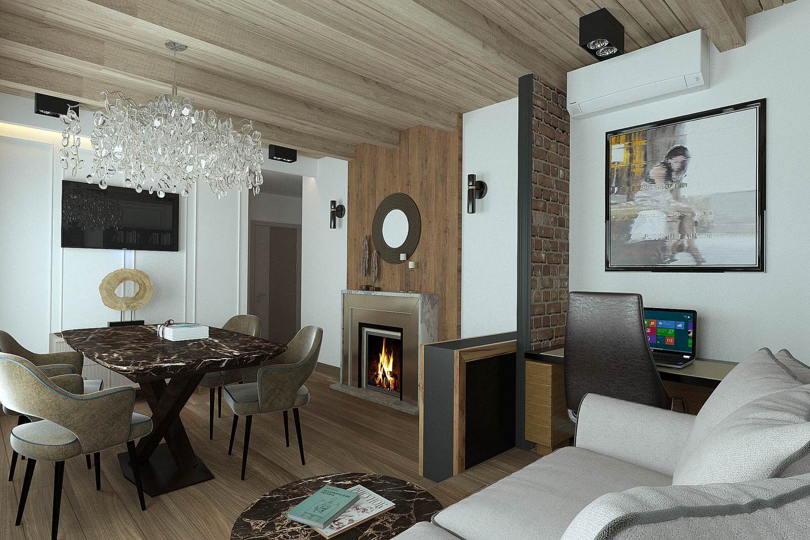 Дизайн интерьера гостиной в частном доме в Ростове-на-Дону