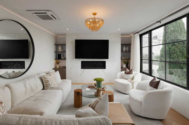 Coastal Living Room with Fireplace contemporary-living-room