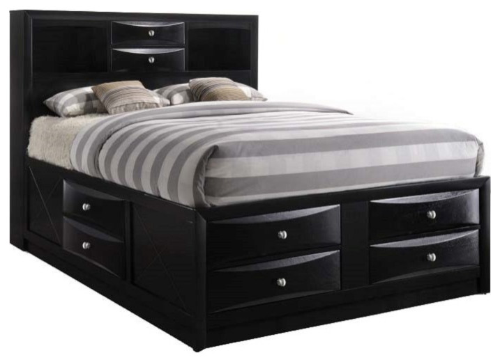 ACM21606EK, ACME Ireland Eastern King Bed With Storage, Black