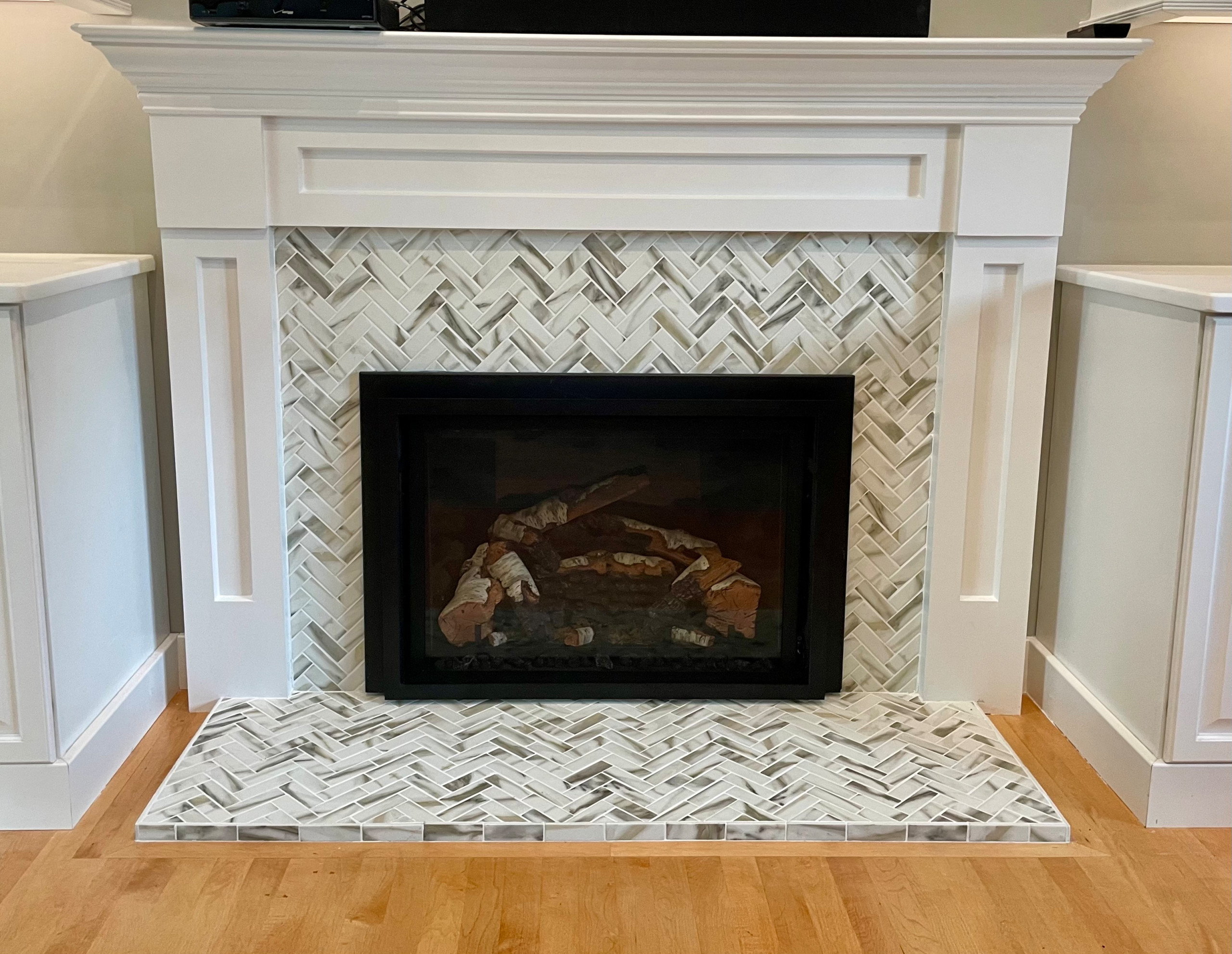 Marshfield Family Room Fireplace and Custom Cabinetry