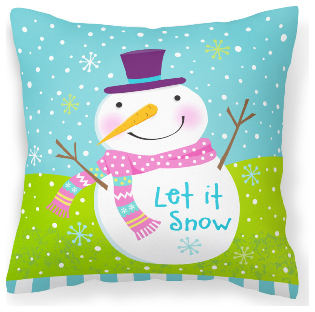 Christmas Snowman Let It Snow Fabric Decorative Pillow Vha3017Pw1414