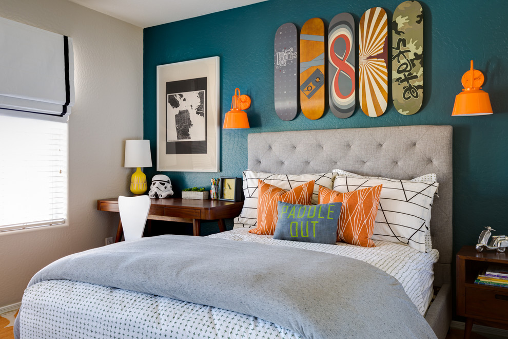 Inspiration for a transitional kids' room for boys in Phoenix with multi-coloured walls.