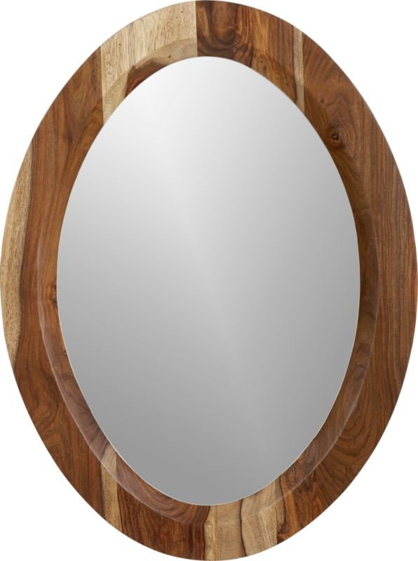 Shesham Oval Mirror with White Rim