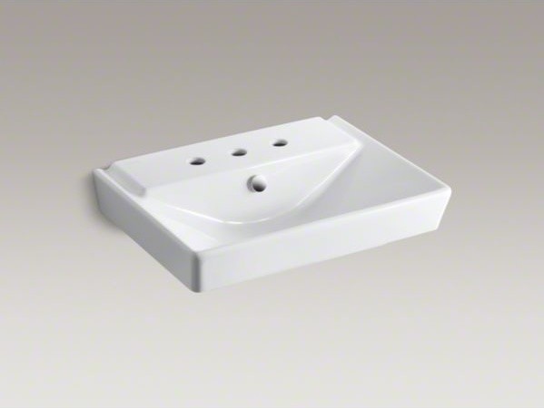 KOHLER R�ve(R) 23" pedestal bathroom sink basin with 8" widespread faucet holes