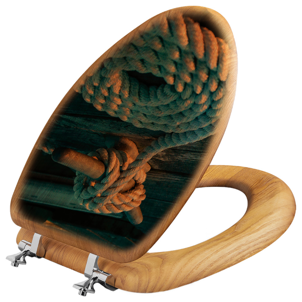 Oak Toilet Seat, Rope Beach Style Toilet Seats by House