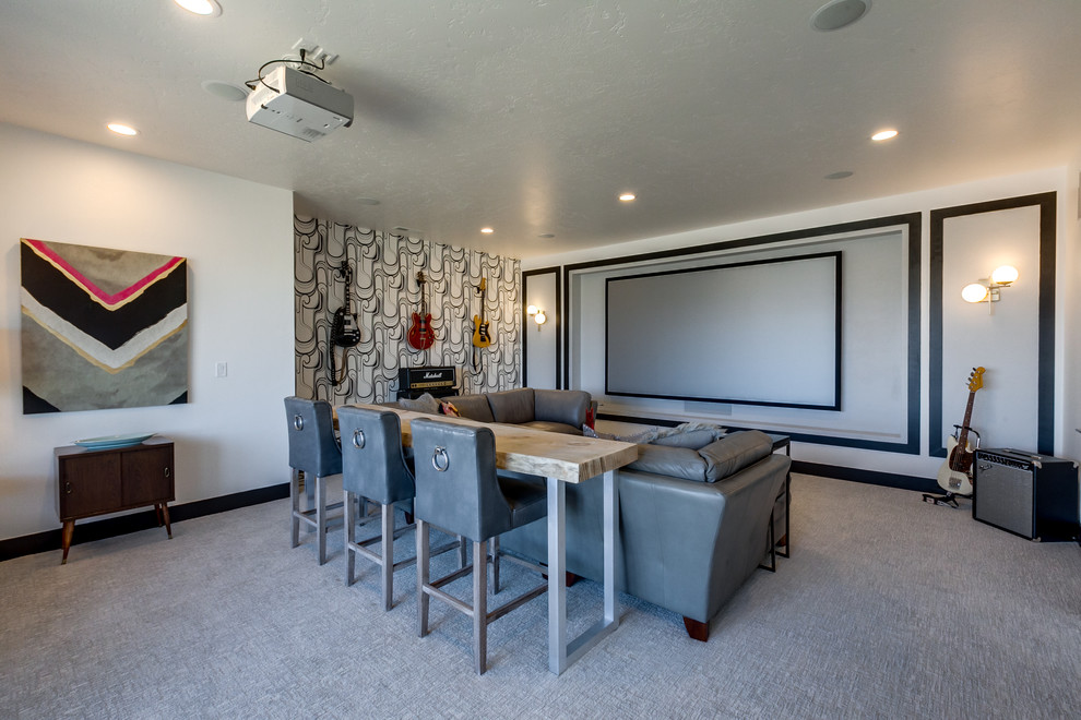 Photo of a transitional home theatre in Boise.