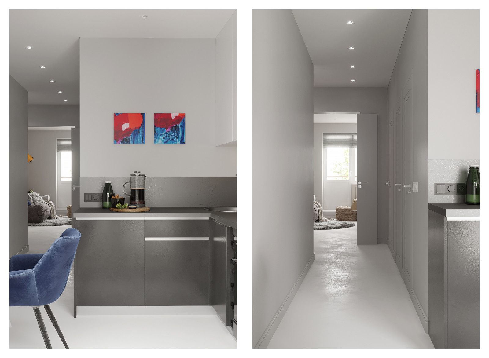 Светлая квартира в панельном доме для молодой девушки