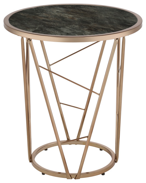 Acme Contemporary End Table With Faux Black Finish 83302 Contemporary
