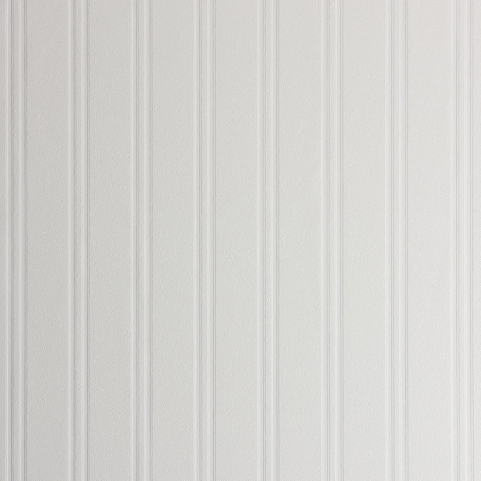 4000-59016  Murph White Beadboard Paintable Wallpaper Expanded Vinyl