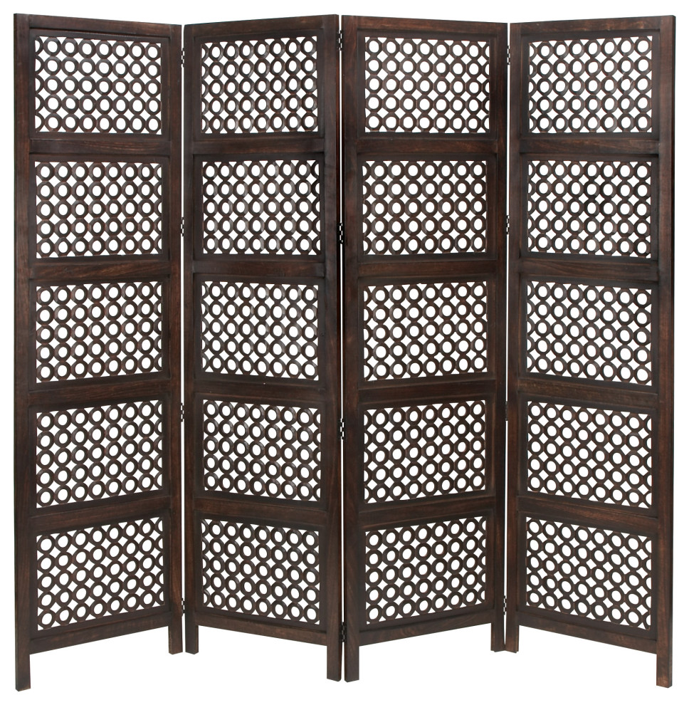 Traditional Brown Wood Room Divider Screen 34010 Transitional