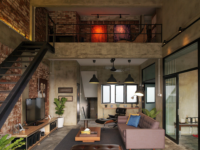 industrial loft living room