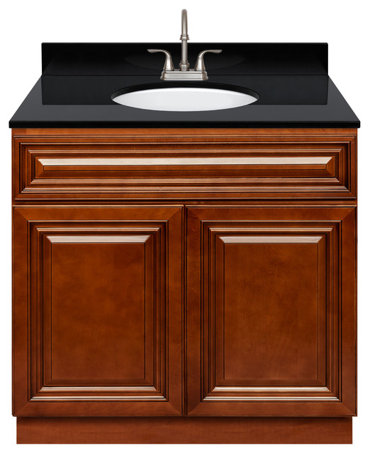 Brown Bathroom Vanity 36 Absolute Black Granite Top Faucet Lb6b