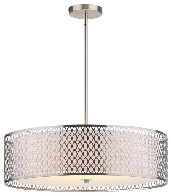 Marco Stainless Steel and Fabric Drum Pendant Light