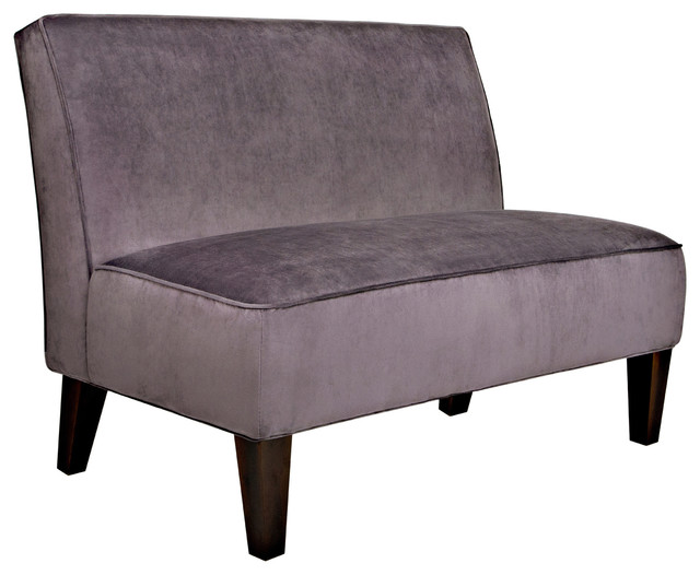 Portfolio Madigan Deep Purple-Grey Velvet Armless Settee