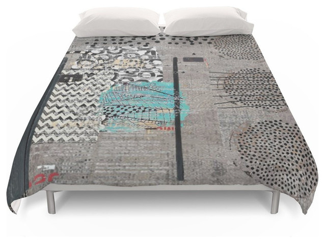 Gray Teal Abstract Art Duvet Cover Contemporary Duvet Covers