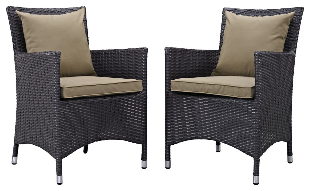 Convene Outdoor Sectional WeatherResistant Arm Chair Set 2 Dining Armchairs. Tropical