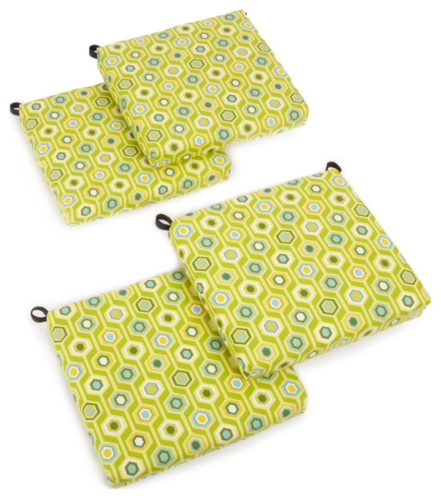 20"X19" Patterned Outdoor Chair Cushions, Set of 4, Titus Terrace Apple