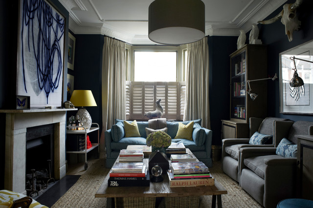 Transitional Living Room nyklassisk-vardagsrum