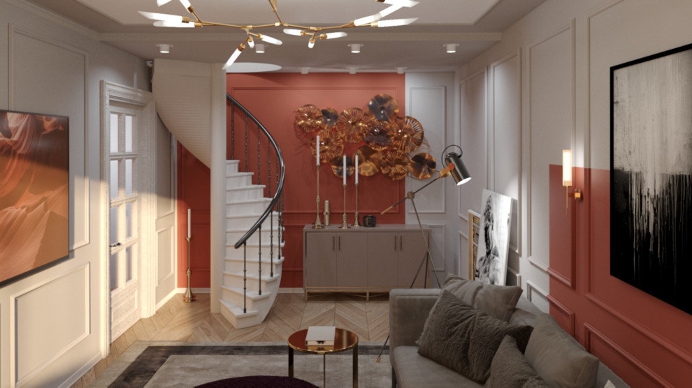 Гнездышко в двух уровнях в стиле неоклассики.