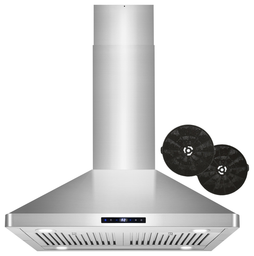 30" Ductless Island Range Hood With Soft Touch Controls and Permanent