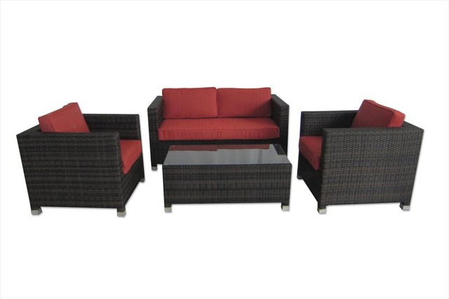 Kontiki Conversation Sets - Wicker Sofa Sets, Red