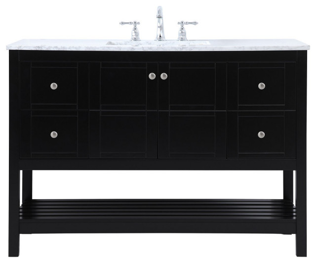 Elegant Thalen 48" Single Bathroom Vanity VF16548BK Black Transitional Bathroom Vanities And