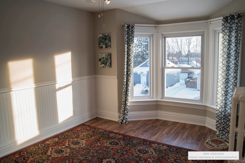 Mid-sized transitional guest laminate floor home design photo in Toronto with beige walls and no fireplace