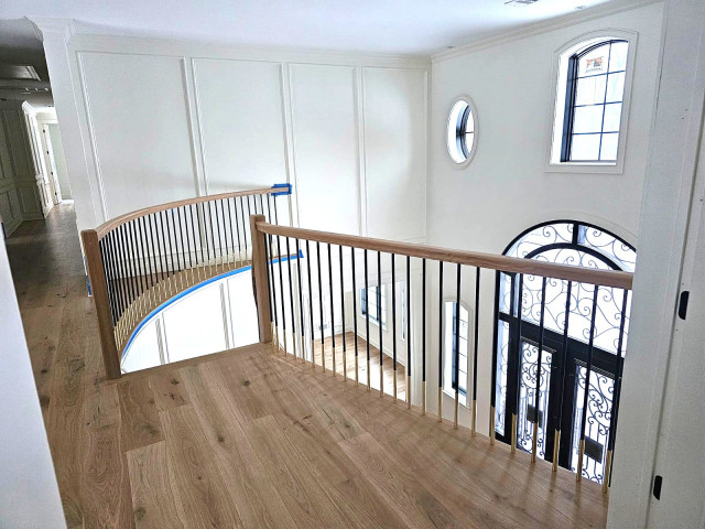 Modern Black & Gold Balusters Indoor Railing contemporary-staircase