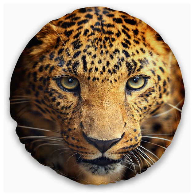 Leopard Face Close Up Abstract Throw Pillow Contemporary
