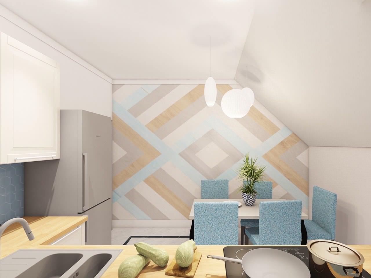 Кухня мансарда