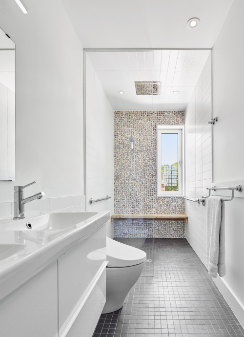 All-White Serenity with Colorful Mosaic Tiles