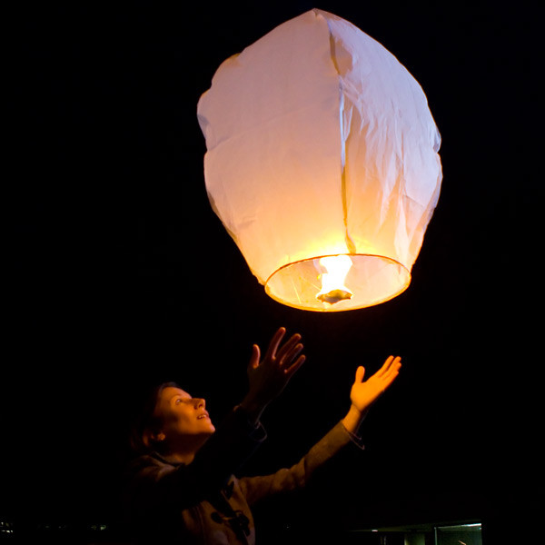 Hot air balloon with candle