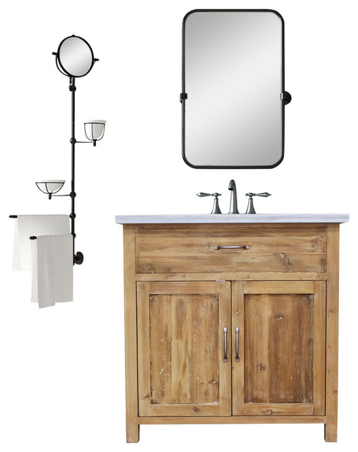 36 Woodland Natural Pine Single Bath With Carrara Marble Top 36 Woodland Natural Pine Single Bath