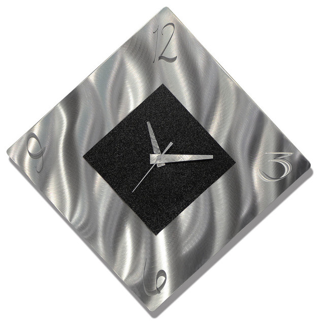 Silver And Black Diamond Metal Wall Clock Functional Art Silver And Black Diamond Metal Wall Clock Functional Art Prediction