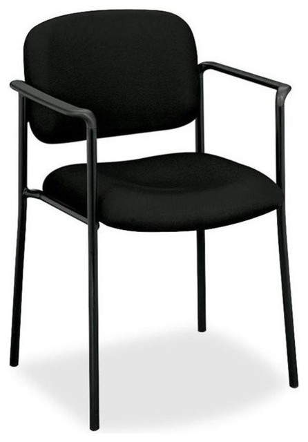 Scatter Stacking Guest Chair, Fixed Arms, Black Fabric