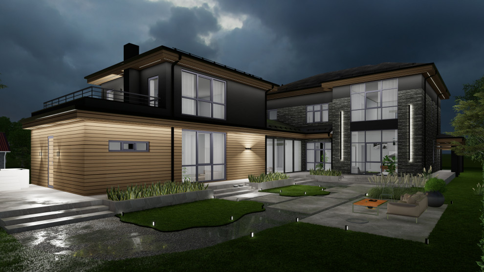 Современный дом с баней и террасой