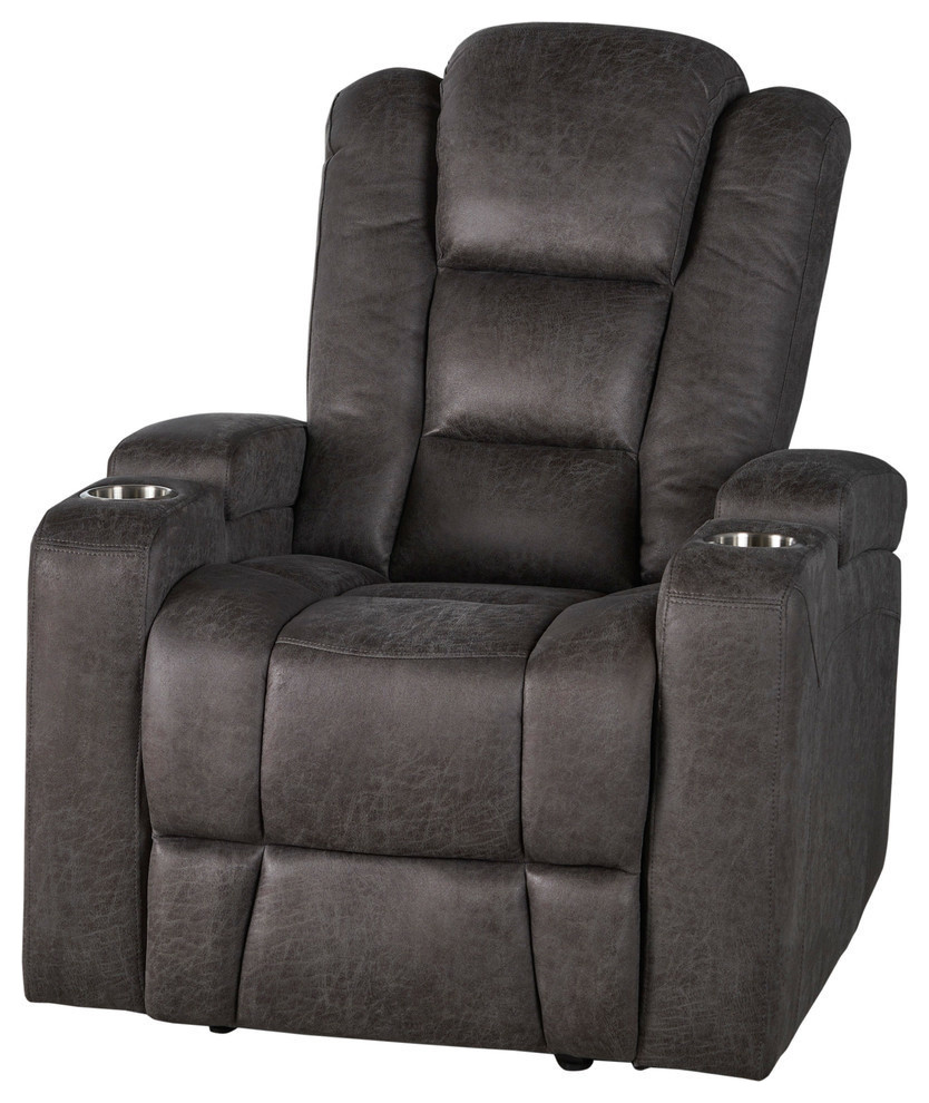GDF Studio Everette Slate Power Recliner With Arm Storage and USB Cord