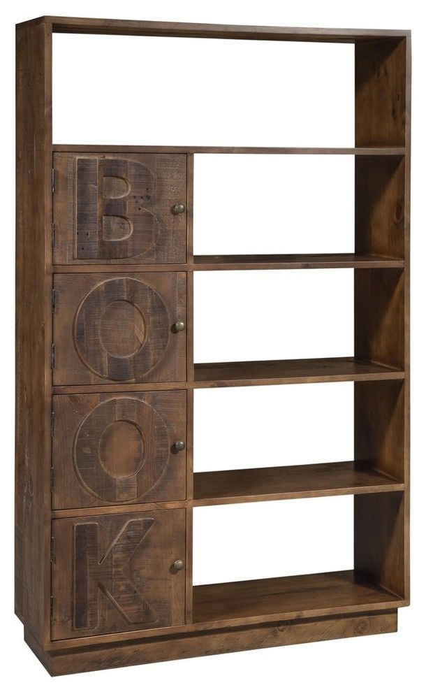 Crafters and Weavers "Book" Bookcase, Rustic Natural, Rustic Brown