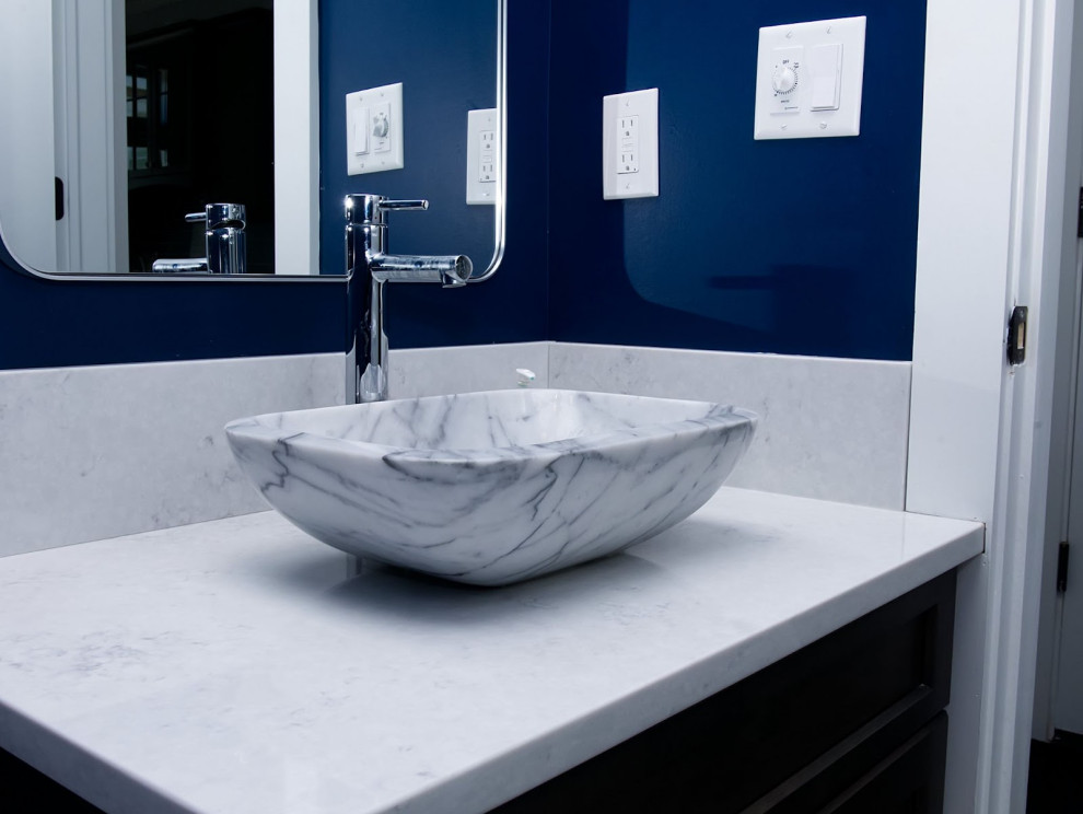 Blue Bathroom with marble sink