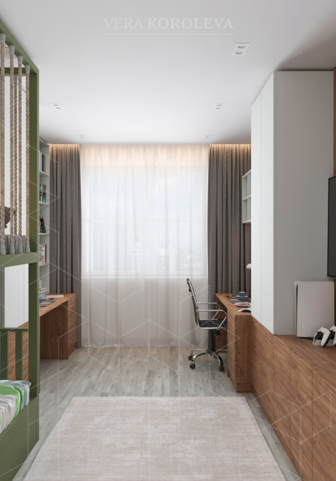 Дизайн-проект двухкомнатной  квартиры для семьи с детьми в ЖК "Модум"