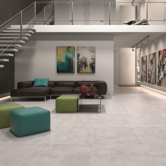 Plain white tiles for stylishly simple designs living-room