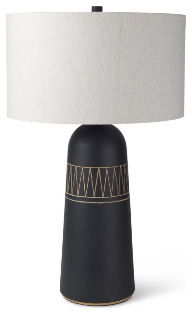 Javier Black Base With Cream Fabric Shade Table Lamp
