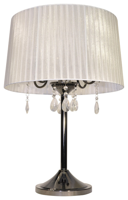 Crystal Table Lamp, White and Chrome