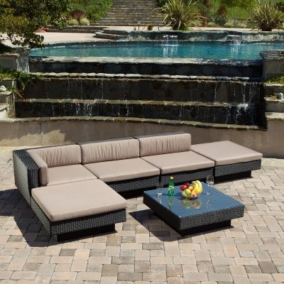 Santorini Outdoor Black All Weather Wicker Sofa Sectional Set Santorini Outdoor Black All Weather Wicker Sofa Sectional Set Modern Patio Furniture And By Hayneedle