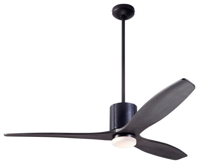LeatherLuxe Fan, Bronze/Black, 54" Ebony Blade With LED, Wall/Remote Control